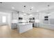Open-concept kitchen featuring an island, modern fixtures, white cabinetry, and stainless steel appliances at 2131 Brighton Ln, Orlando, FL 32817