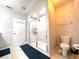 Modern bathroom featuring a glass door shower and contemporary finishes at 318 Briarbrook Ln, Haines City, FL 33844
