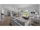 Bright open-concept living area with modern furnishings, dining space, and sliding glass doors to the backyard at 459 Cinnamon Dr, Kissimmee, FL 34759