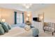 Cozy bedroom with carpet, fan, TV, queen bed, bedside tables and lamps, and natural light from the window at 7760 Indian Ridge N Trl, Kissimmee, FL 34747