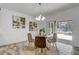 Charming dining area with a glass table, art-filled walls, and sliding doors to the outdoor space at 10231 Lenox St, Clermont, FL 34711