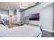 Open-concept living area with modern furnishings and stainless steel appliances at 150 E Robinson St # 626, Orlando, FL 32801