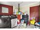 Organized storage room with laundry units, tires, and shelving at 2921 Bon Air Dr, Orlando, FL 32818