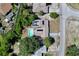 Aerial perspective highlighting the property's pool, solar panels, landscaping, and neighborhood at 601 Blackstone Ave, Deltona, FL 32725