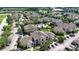 An aerial view of the condo complex, showcasing the pool, surrounding greenery, and parking areas at 6512 Swissco Dr # 1428, Orlando, FL 32822
