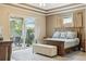 Spacious main bedroom features sliding glass doors to the patio and an elegantly designed tray ceiling at 9843 Nokay Dr, Orlando, FL 32836