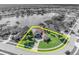 Aerial view of property with highlighted boundary in a lakeside neighborhood at 14545 Braddock Oak Dr, Orlando, FL 32837
