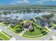 Aerial view of the property highlighting its location on a cul-de-sac with lake views at 14545 Braddock Oak Dr, Orlando, FL 32837