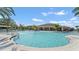 Community pool featuring ample lounge seating, poolside tables with umbrellas, and clear, inviting water at 1511 Barberry Dr, Kissimmee, FL 34744