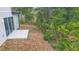 View of backyard, featuring sliding glass door with patio and lush vegetation at 2137 Brighton Ln, Orlando, FL 32817