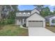 Two-story home with grey siding, a two-car garage, and well-maintained landscaping at 2137 Brighton Ln, Orlando, FL 32817