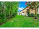 A grassy backyard featuring green trees and privacy fences for a tranquil outdoor space at 2157 Cypress Villas Dr, Orlando, FL 32825