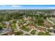 Expansive aerial shot showcasing a home nestled in a lush, green neighborhood with tree-lined streets and nearby amenities at 2316 Irlo Dr, Kissimmee, FL 34741