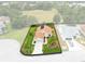 Home with defined property lines highlighting landscaped yard and surrounding scenic greenery with lake and green common area at 25409 Waterbrook Ct, Leesburg, FL 34748