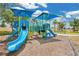 Vibrant blue and green playground with slides, climbing structures, and a shaded area for children to enjoy at 2541 Bobby Lee Ln, St Cloud, FL 34772