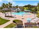 An inviting community pool surrounded by lounge chairs, tables with umbrellas, and well-maintained landscaping at 3008 Pinnacle Ct, Clermont, FL 34711