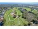 Scenic aerial shot of a lush golf course with sand traps and meticulously maintained greenery throughout the landscape at 3008 Pinnacle Ct, Clermont, FL 34711