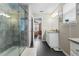 Bathroom featuring a glass-enclosed shower and a modern vanity at 308 Michael Blake Blvd, Winter Springs, FL 32708