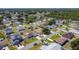 Expansive aerial view of a quiet residential neighborhood with well-maintained homes and tree-lined streets at 310 Cornwallis Ct, Kissimmee, FL 34758