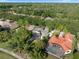 An aerial view of a beautiful single-Gathering home with a screened-in pool and lush landscaping at 3352 Park Grove Ct, Longwood, FL 32779