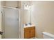 Bathroom features a walk-in shower and wood vanity with cultured marble sink at 3721 S Lake Orlando Pkwy # 05, Orlando, FL 32808