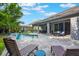 Relaxing backyard with sparkling pool, lush landscaping, and a covered patio for outdoor entertaining at 595 American Holly Pl, Oviedo, FL 32765