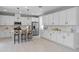 Contemporary kitchen with white cabinets, a center island with seating and stainless steel appliances at 10249 Spring Lake Dr, Clermont, FL 34711