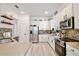 Modern kitchen features white cabinets, stainless steel appliances, and a stylish backsplash for an upscale culinary experience at 1101 Rush Ct, Celebration, FL 34747