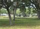 Scenic view of the backyard with mature trees and lush green lawn at 1333 Killbricken Cir, Ormond Beach, FL 32174