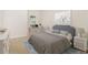 Bedroom features a bed, desk and chair near a window with blinds at 1333 Killbricken Cir, Ormond Beach, FL 32174
