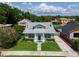 Charming bungalow with lush green lawn, colorful foliage, and light blue exterior paint at 1625 S Eola Dr, Orlando, FL 32806