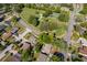 Aerial view showcases the property's location near a park with green space, play area, and basketball court at 4524 King Cole Blvd, Orlando, FL 32811