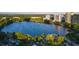 Scenic aerial view of a serene lake surrounded by lush green trees and city buildings at 641 E Livingston St, Orlando, FL 32803