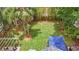 Aerial view of a lush backyard featuring a patio, pergola, and mature trees at 641 E Livingston St, Orlando, FL 32803