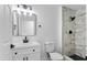 Modern bathroom with vanity and glass enclosed tiled shower at 6856 Ebans Bend, Orlando, FL 32807