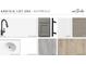 Image displays the interior materials for a home, including countertops, cabinetry, flooring, and fixtures at 707 Junonia Blvd, New Smyrna Beach, FL 32168