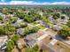 Scenic aerial view of a neighborhood, featuring mature trees, well-maintained lawns and various house styles at 1340 Bakersfield Ave, Deltona, FL 32725
