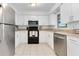 Modern kitchen featuring white cabinets, stainless steel appliances, and granite countertops at 1340 Bakersfield Ave, Deltona, FL 32725