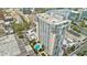 An aerial shot of a high-rise building with a community pool at 155 S Court Ave # 2406, Orlando, FL 32801