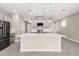 Bright kitchen features a large island, gray cabinetry, modern stainless steel appliances, and recessed lighting at 1915 Terrapin Rd, Ocoee, FL 34761