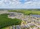 Stunning aerial showcases a vibrant community with beautiful homes, lush green spaces, and serene lakes in the background at 8420 Corkfield Ave, Orlando, FL 32832