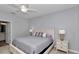 Comfortable main bedroom showcasing a queen-sized bed and contemporary nightstands with stylish lamps at 9262 Sw 58Th Cir, Ocala, FL 34476