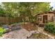 Charming backyard with a brick patio, inviting seating, and lush landscaping for a tranquil retreat at 1017 Love Ln # 34, Apopka, FL 32703