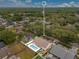 Aerial view of a home showcasing its pool and surrounding greenery at 1040 Big Oaks, Oviedo, FL 32765