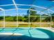 Relaxing screened-in pool area, great for outdoor fun with beautiful backyard views and ample space for lounging at 17517 Silver Creek Ct, Clermont, FL 34714