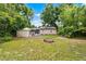 Spacious backyard with lush green grass, outdoor seating, and a charming fire pit at 2312 Vivada St, Orlando, FL 32803