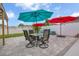 Outdoor patio with furniture, umbrellas, and a view of the fenced backyard at 2518 Hayden Valley St, Apopka, FL 32703
