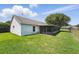 Well-maintained backyard featuring a screened-in lanai and lush green grass at 2681 Debany Rd, Kissimmee, FL 34744