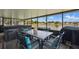 Relaxing screened patio with a table, chairs, two hot tubs, and scenic lake views at 2681 Debany Rd, Kissimmee, FL 34744