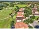 The aerial view captures a scenic street with beautiful homes near a golf course and lake, creating an idyllic community setting at 8150 Prestbury Dr, Orlando, FL 32832
